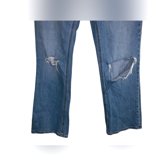 J.Crew Factory Blue Mid Rise‎ Flare Cropped Ripped Jean Size 27 - Picture 2 of 6